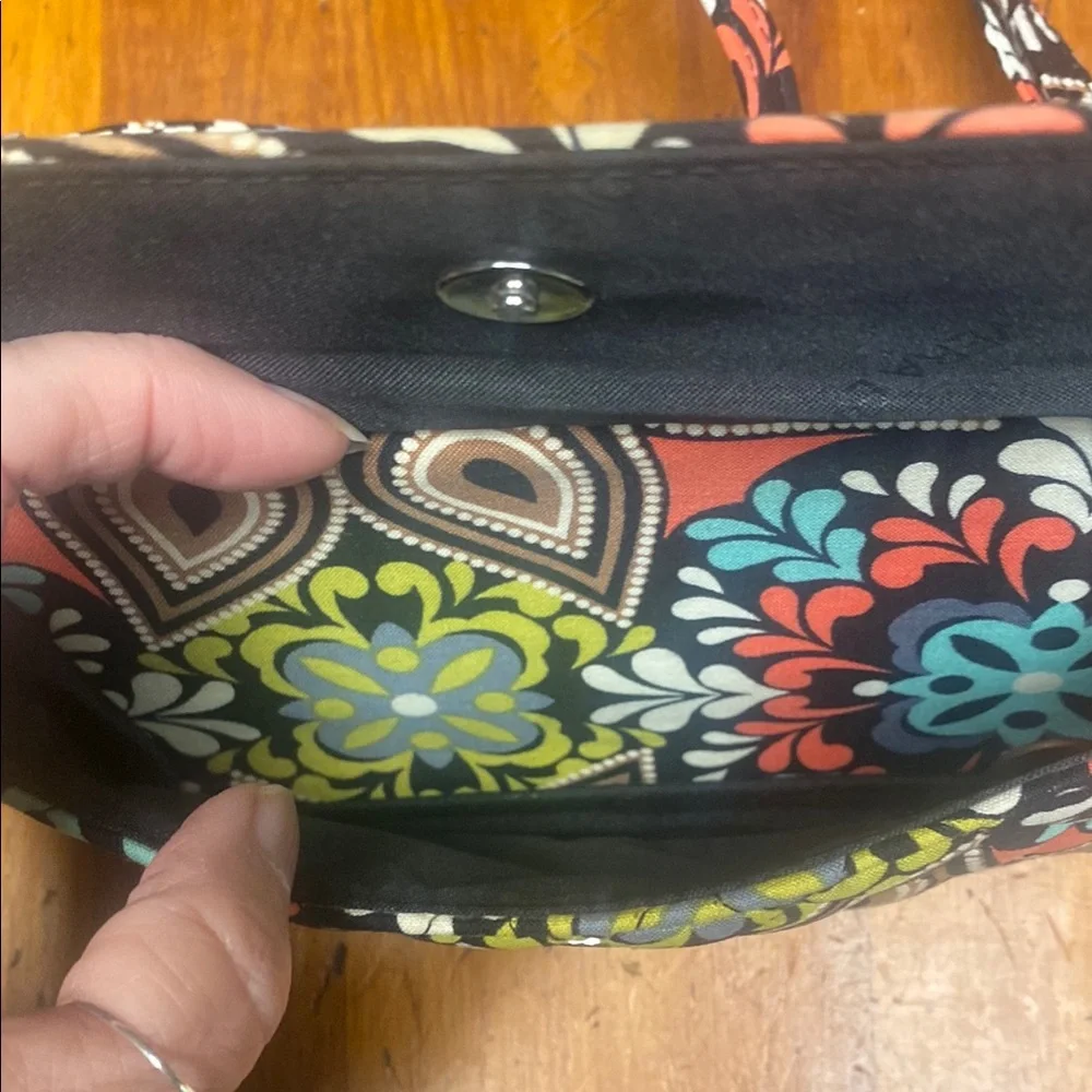Vera Bradley Brown and Cream Crossbody Bag with Quilted Design